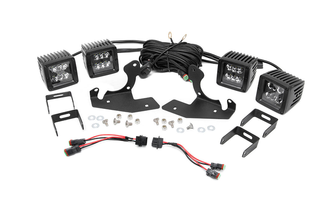 Rough Country - LED Light - Fog Mount - Dual 2" Black Pairs - Chevy Silverado 1500/2500HD/3500HD 2WD/4WD - 70762