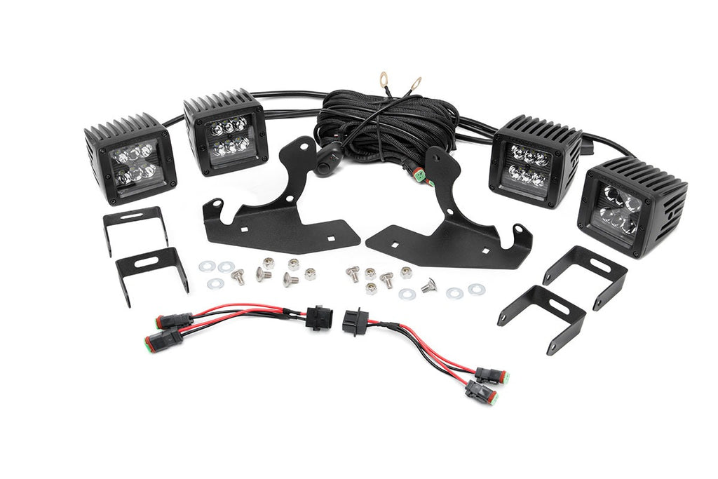 Rough Country - LED Light - Fog Mount - Dual 2" Black Pair - Chevy Silverado 2500 HD/3500 HD (11-14) - 70628