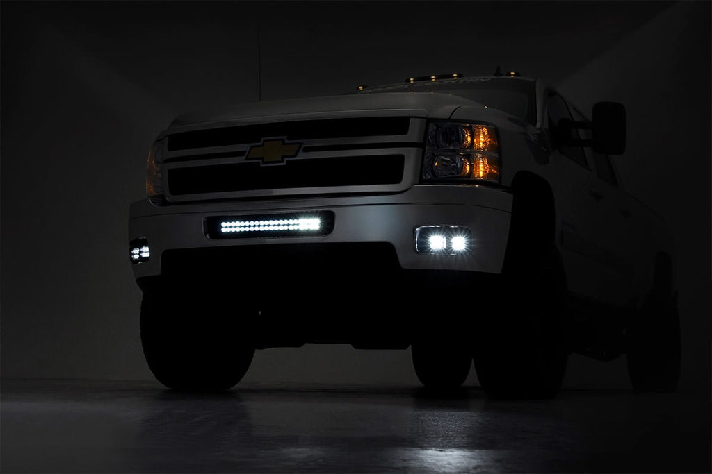 Rough Country - Chevrolet LED Fog Light Kit - Black Series W/ Amber DRL (11-14 Silverado HD) - 70628DRLA