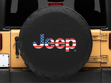 Load image into Gallery viewer, Officially Licensed Jeep 66-18 CJ5/ CJ7/ Wrangler YJ/TJ/JK American Flag Logo Spare Tire Cover-33In