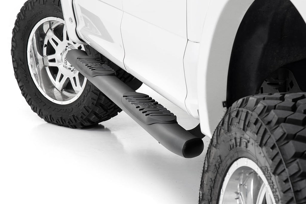 Rough Country Oval Nerf Step - Crew Cab - Black - Ford F-150 (15-23) F-150 Lightning (2022)