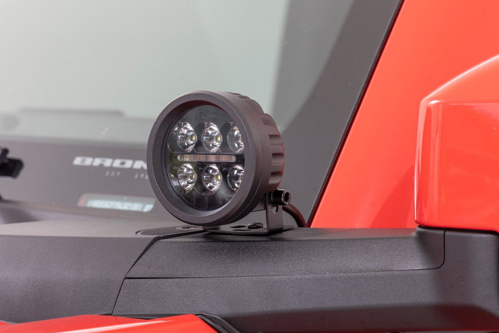 Rough Country - LED Light - Ditch Mount - 3.5" Black Round Pair - Amber DRL - Ford Bronco (21-23) - 71078