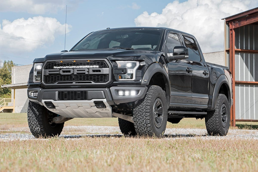Rough Country - LED Light - Fog Mount - Triple 2" Black Pair - Ford Raptor (17-20) - 70700