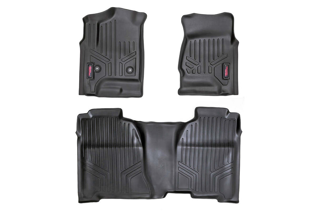 Rough Country Floor Mats - FR & RR - Crew Cab - Chevy GMC 1500 2500HD 3500HD 2WD 4WD