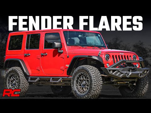 Rough Country High Clearance LED Flat Fender Flare Kit - UV Treated - Jeep Wrangler JK (07-18)