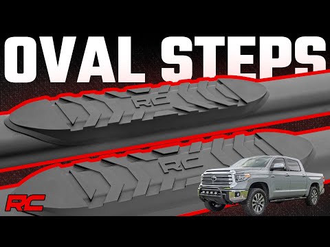 Rough Country Oval Nerf Step - Crew Cab - Black - Toyota Tundra 2WD 4WD (07-21)
