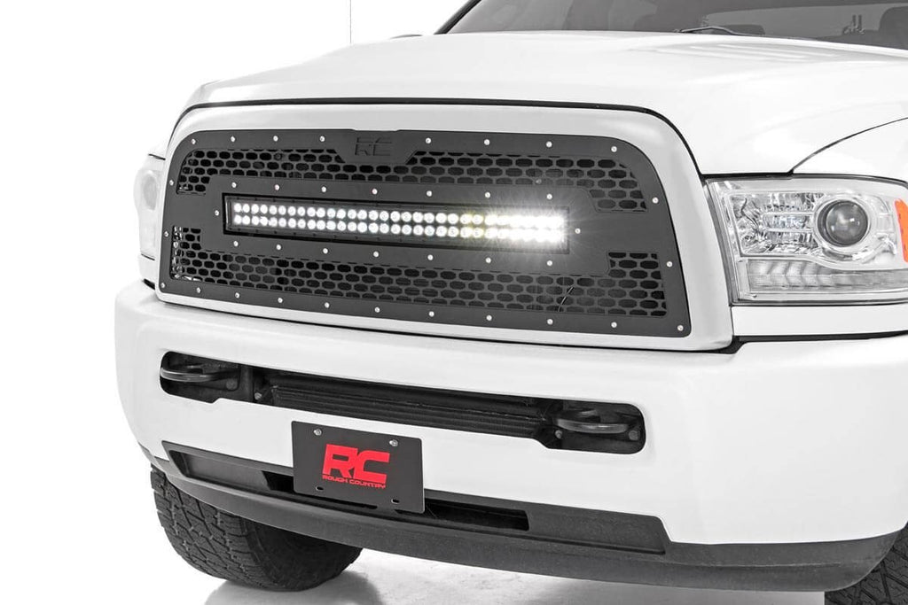 Rough Country - Mesh Grille - 30" Dual Row LED - Black - Ram 2500/3500 (13-18) - 70152