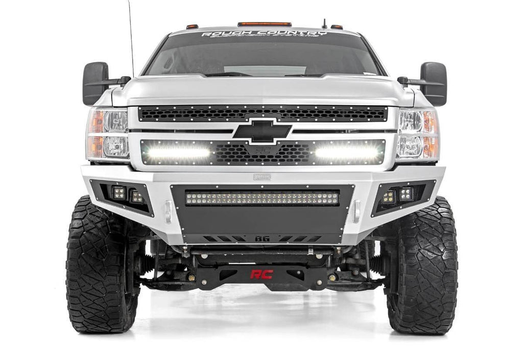 Rough Country - Mesh Grille - 12" Single Row LED Pair - Black - Chevy Silverado 2500 HD/3500 HD (11-14) - 70155