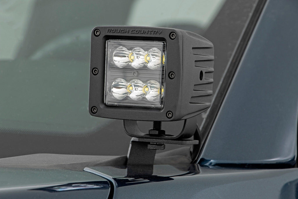 Rough Country - LED Light - Ditch Mount - 2" Black Pair - Spot - Ford F-150 (15-23)/F-150 Lightning (2022) - 71028