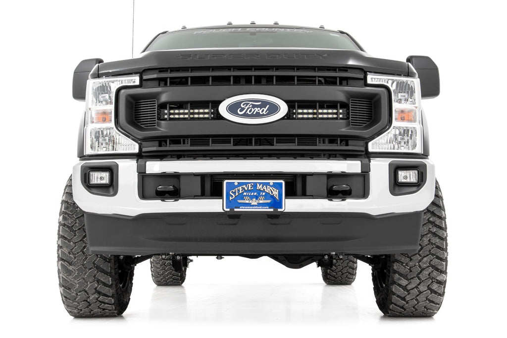 Rough Country - LED Light Kit - Grille Mount - 10 Inch Black - Slimline - Ford Super Duty (20-21) - 70898