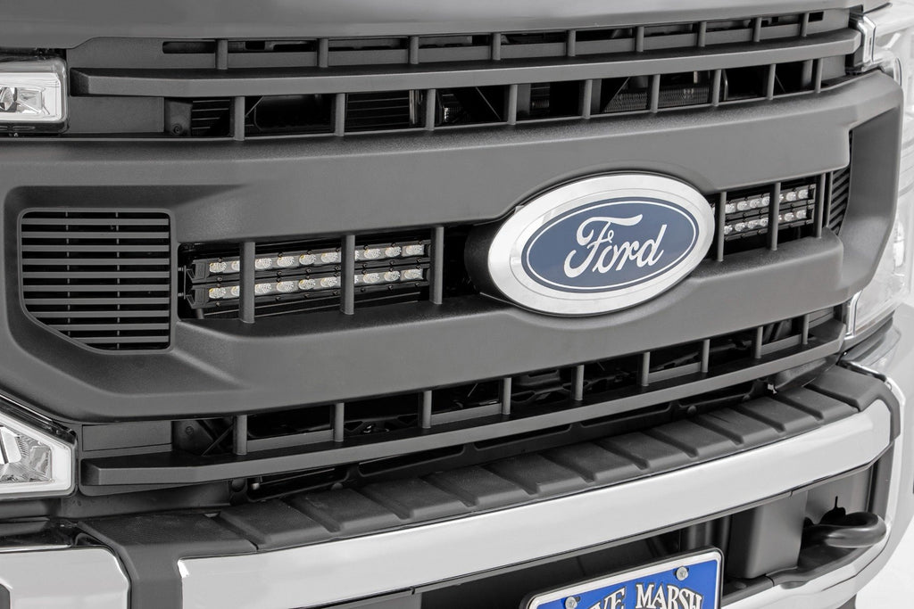 Rough Country - LED Light Kit - Grille Mount - 10 Inch Black - Slimline - Ford Super Duty (20-21) - 70898
