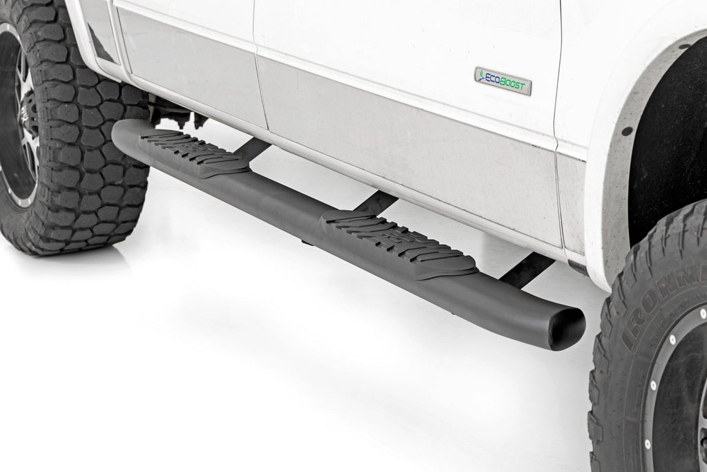 Rough Country Oval Nerf Step - Crew Cab - Black - Ford F-150 2WD 4WD (2009-2014)
