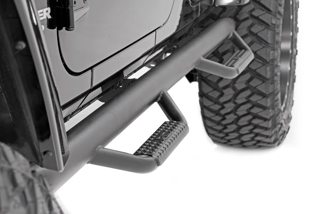 Rough Country Nerf Steps - Wheel To Wheel - 4 Door - Jeep Wrangler JK (07-18)