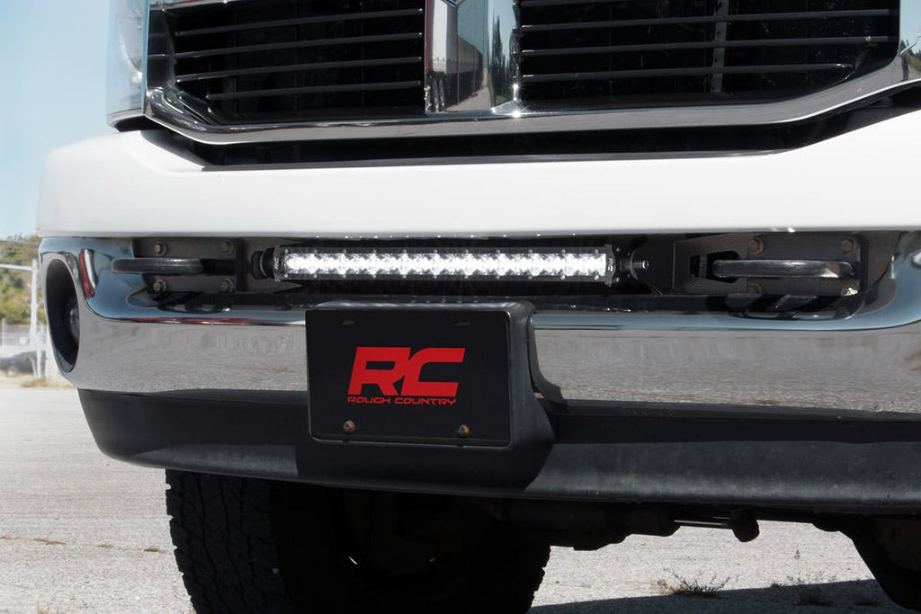 Rough Country - LED Light - Bumper Mnt - 20" Black Single Row - White DRL - Ram 2500 (10-18) - 70568BLDRL