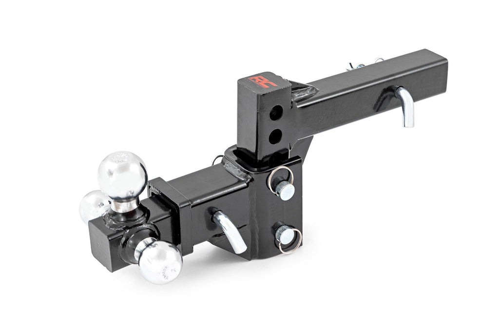 Rough Country Adjustable Trailer Hitch - 6 Inch Drop - Multi-Ball Mount - Fits 2 Inch Receiver