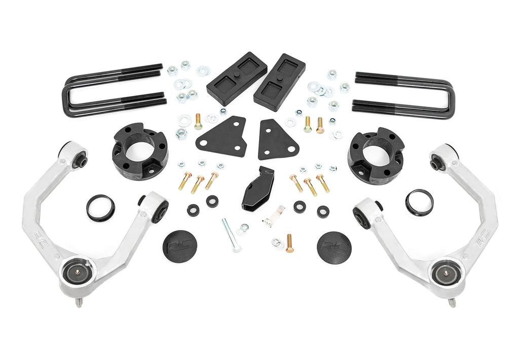 Components of the 3.5 Inch Lift Kit for 2019+ Ford Ranger 4WD, showing front lift components