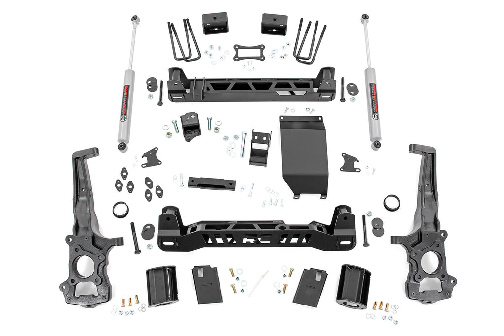 Components of the 6-inch lift kit for Ford Ranger 4WD, including front and rear parts