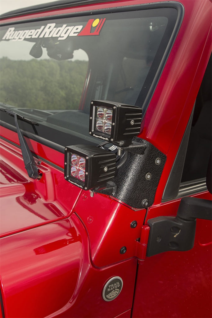 Rugged Ridge Jeep Wrangler TJ Textured Black Dual A-Pillar Light Mount