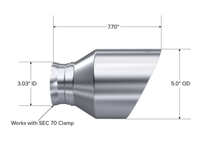 MBRP Dodge Charger 5.7L/6.2L/6.4L T304 3in ID / 5in OD Out / 8in Length Angle Cut SS Tip