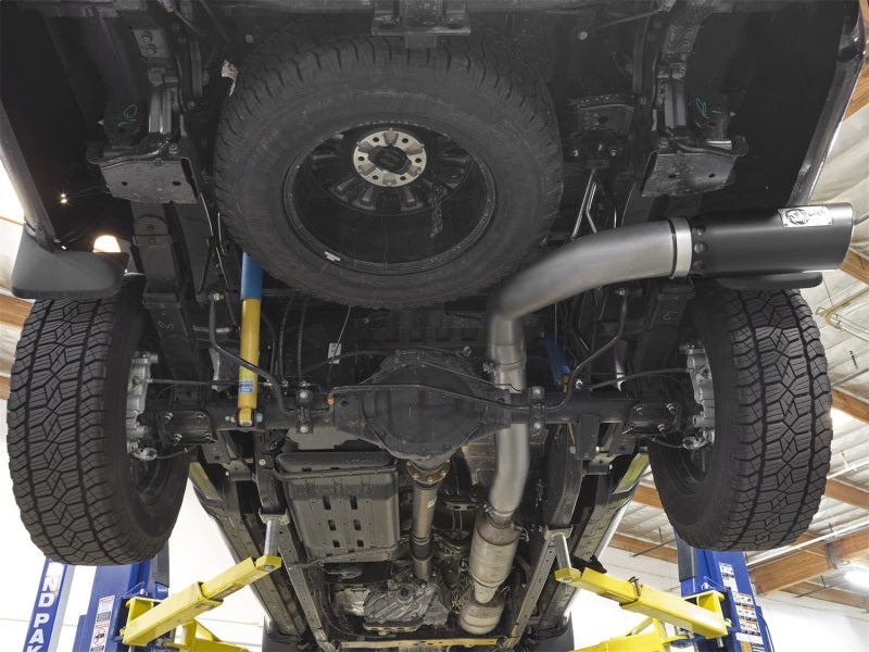 aFe LARGE BORE HD 5in DPF-Back SS Exhaust w/ Black Tip 2016 Nissan Titan 5.0L V8 (td) CC SB