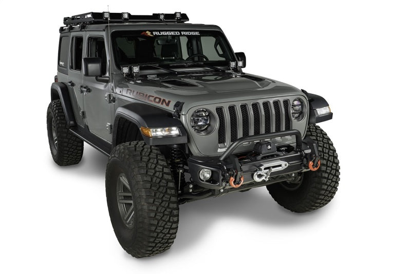 Rugged Ridge Arcus Front Bumper Tube Overrider Black Jeep Wrangler JL