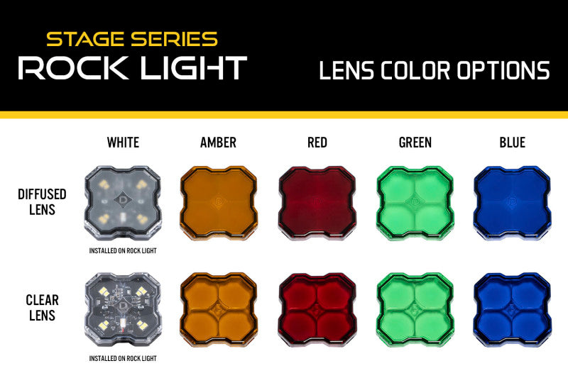 Diode Dynamics Stage Series Rock Lights - Green Clear Lens