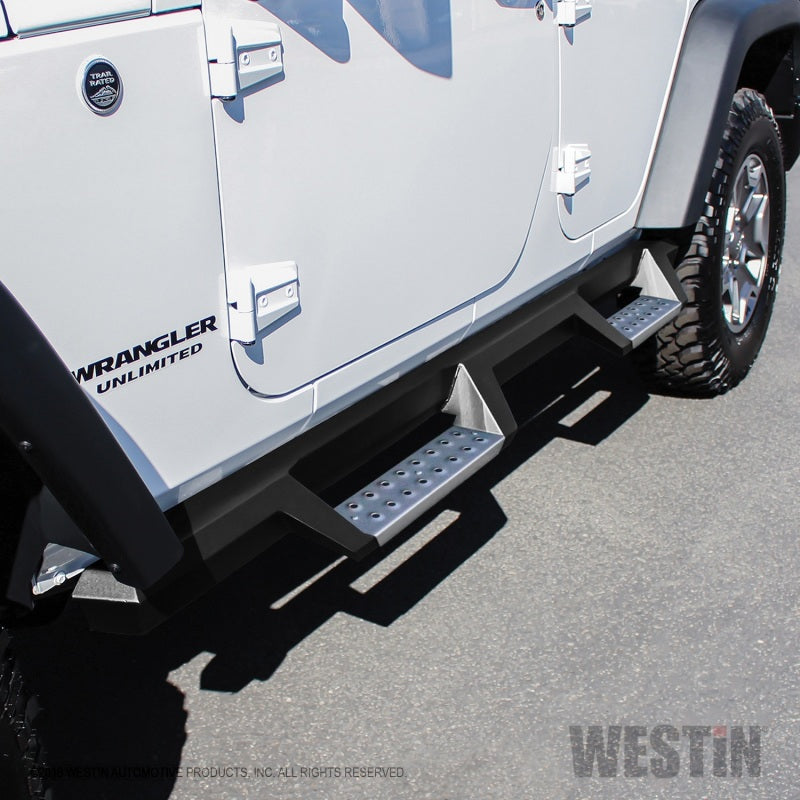 Westin 07+ Jeep Wrangler JKU 4dr. HDX Stainless Drop Nerf Step Bars - Tex. Blk