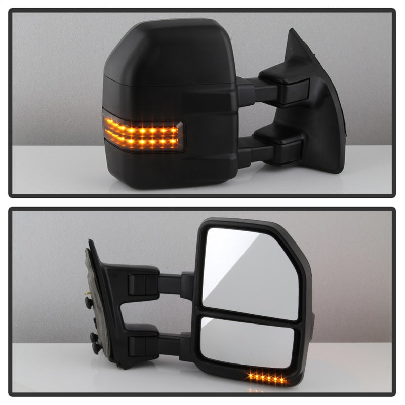 xTune 08-15 Ford Super Duty LED Telescoping Manual Mirrors - Smk (Pair) (MIR-FDSD08S-G4-MA-RSM-SET)