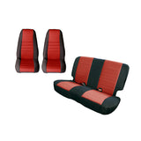 Rugged Ridge Seat Cover Kit Black/Red Jeep CJ/YJ