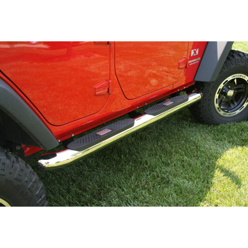 Rugged Ridge 4in Round Step SS Jeep Wrangler Unlimited JK
