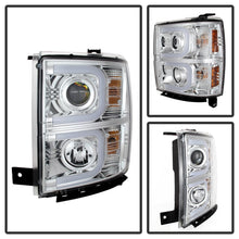 Load image into Gallery viewer, Spyder Chevy Silverado 1500 14-16 Projector Headlights Light Bar DRL Chrm PRO-YD-CS14-LBDRL-C