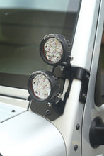 Load image into Gallery viewer, Rugged Ridge Jeep Wrangler JK Semi-Gloss Black Round A-Pillar LED Light Mount Kit