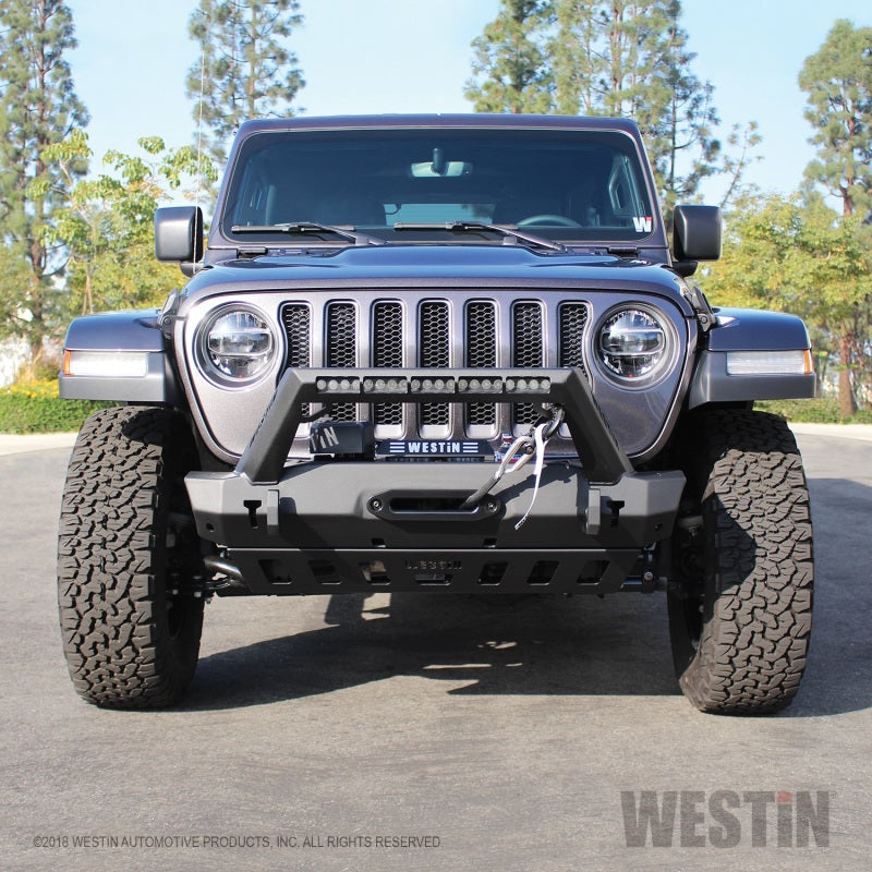 Westin 18+ Jeep Wrangler JL Stubby Front Bumper - Textured Black