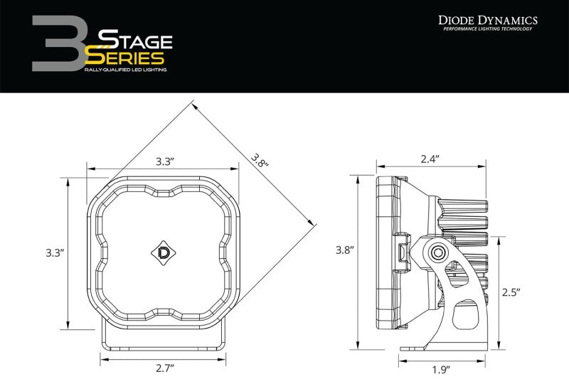 Diode Dynamics SS3 LED Bumper 2 In Roll Bar Kit Pro - White SAE Fog (Pair)