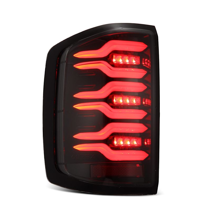 AlphaRex 14-19 Chevy Silverado 1500 Luxx-Series LED Tail Lights Alpha-Black w/Activ Light/Seq Signal