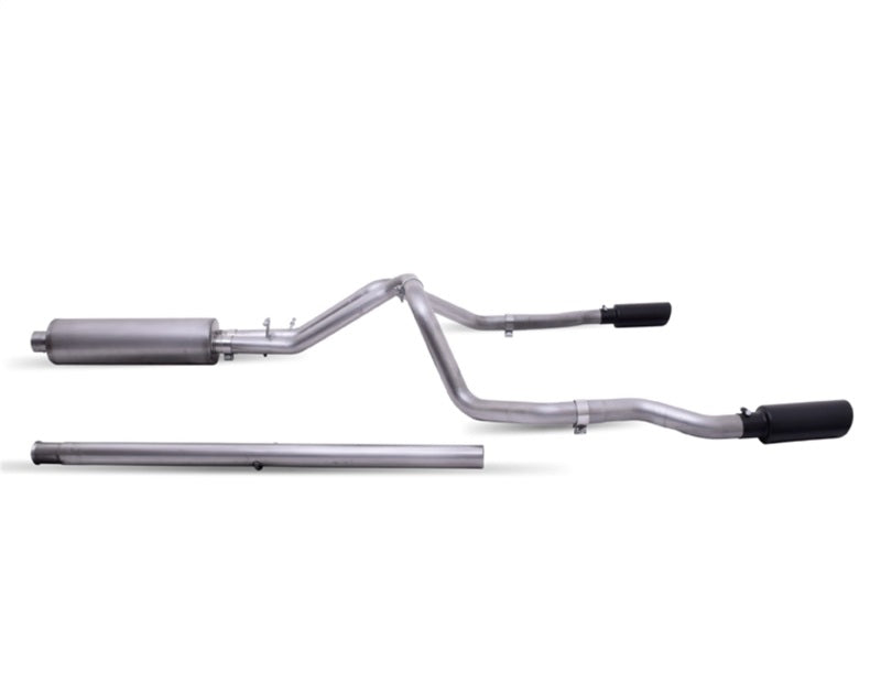 Gibson 20-21 Chevy Silverado 6.6L 2.5in Cat-Back Dual Split Exhaust System Stainless - Black Elite