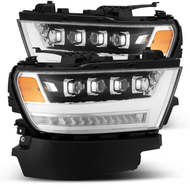 AlphaRex 19+ Ram 1500HD NOVA LED Proj Headlights Plank Style Chrome w/Activ Light/Seq Signal/DRL