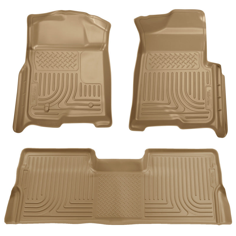 Husky Liners 08-10 Ford SD Crew Cab WeatherBeater Combo Tan Floor Liners (w/o Manual Trans Case)