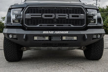 Load image into Gallery viewer, The front of a black Ford Raptor with a Road Armor 17-20 Ford Raptor Stealth Front Non-Winch Bumper - Tex Blk.