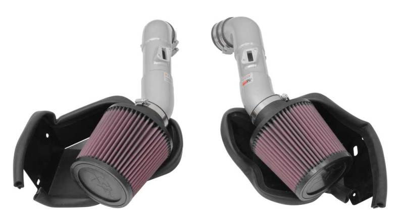 K&N Infiniti Q50 3.7L V6 Dual Silver Typhoon Short Ram Intakes
