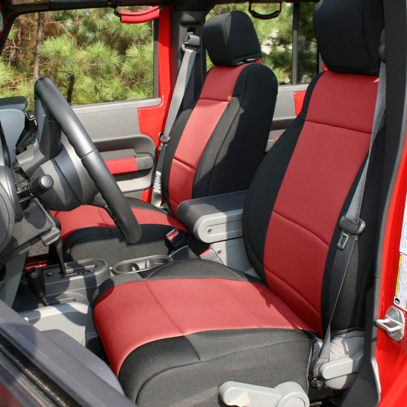 Rugged Ridge Seat Cover Kit Black/Red Jeep Wrangler JK 4dr