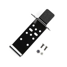 Load image into Gallery viewer, Close-up of the black metal Rugged Ridge CB radio mount with included hardware