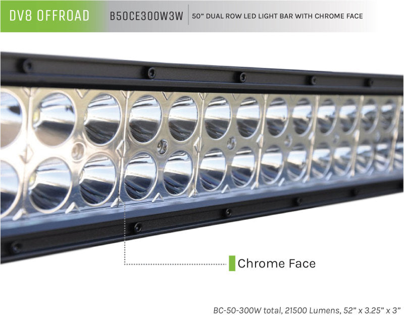 DV8 Offroad Chrome Series 50in Light Bar 300W Flood/Spot 3W LED