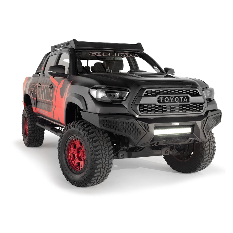 Go Rhino Tacoma Element Front Bumper w/ Power Actuated Hide-away Light Bar Mount Tex Black
