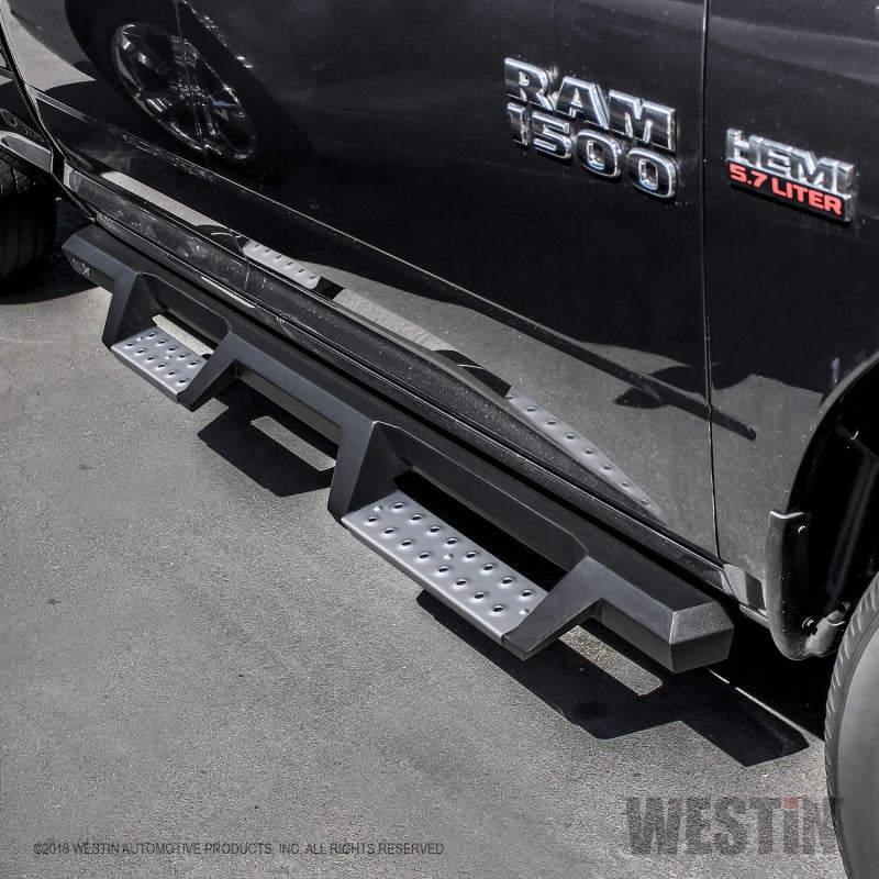 Westin 09+ RAM 1500 Quad Cab HDX Stainless Drop Nerf Step Bars - Tex. Blk