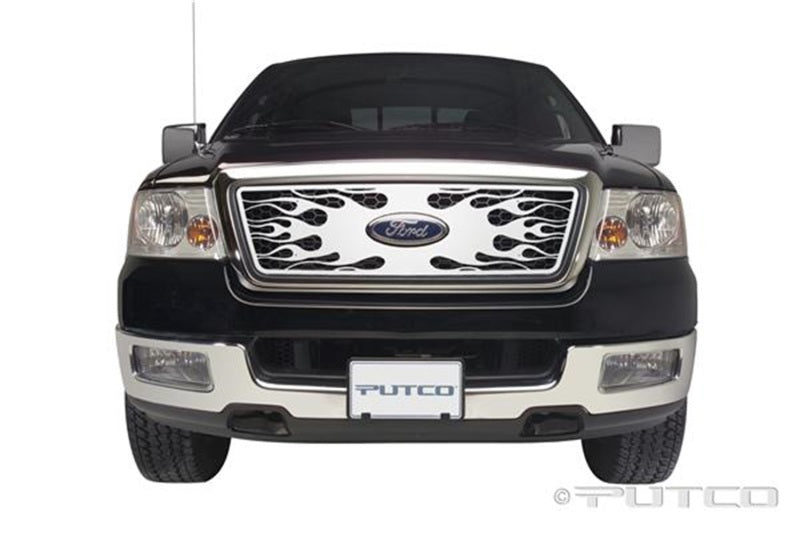 Putco Ford F-150 (Honeycomb Grille) w/ Logo CutOut Flaming Inferno Stainless Steel Grille
