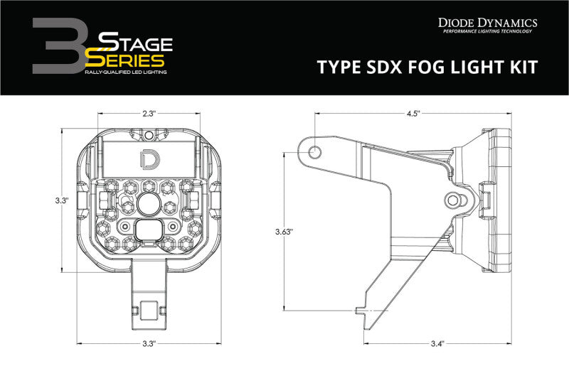 Diode Dynamics SS3 Type SDX LED Fog Light Kit Sport - Yellow SAE Fog