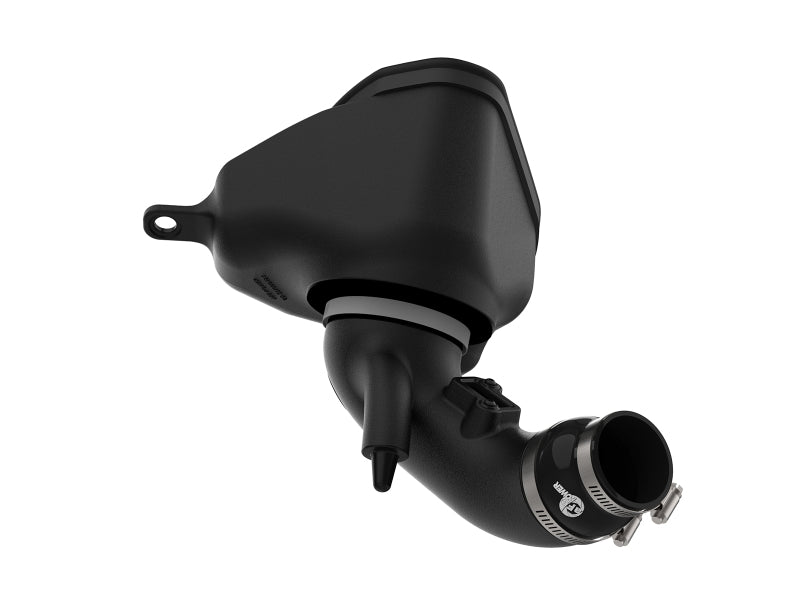 Isolated image of the aFe Takeda Stage-2 Pro 5R Cold Air Intake System's black exhaust component