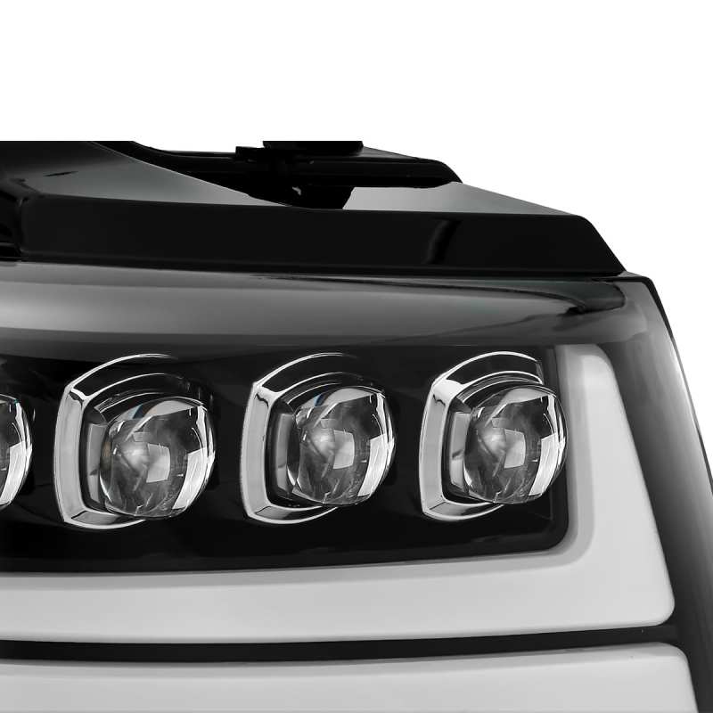 AlphaRex 07-14 Chevy Avalanche NOVA LED Proj Headlights Plank Style Gloss Black w/Activ Light/DRL