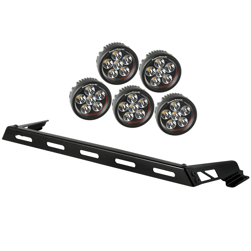 Rugged Ridge Jeep Wrangler JK 5 Round LED Hood Light Bar Kit
